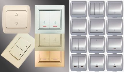 Una variedad de interruptores para el hogar.