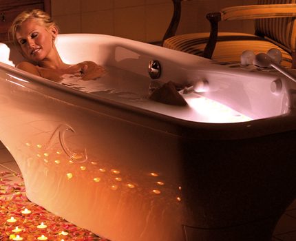 Acrylic backlit whirlpool bathtub