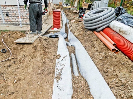 Instalace kanalizace kolem domu