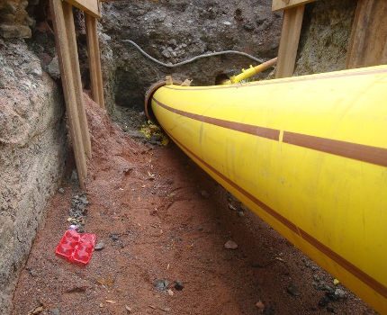 Colocación de un gasoducto bajo obstáculos