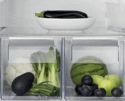 Containers and shelves in the Electrolux refrigerator
