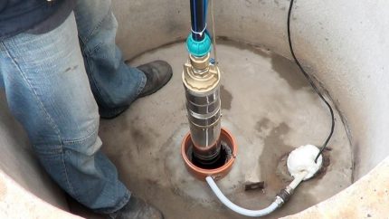 Installation av en sänkbar pump i en brunnstam